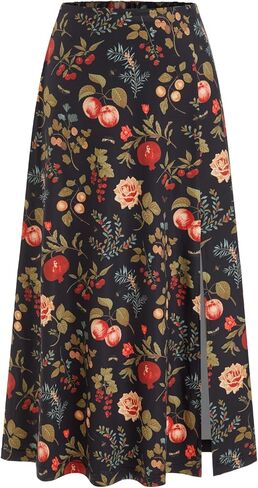 CIDER Womens Long Skirts Floral Elastic High Waisted Split Hem A Line Flowy Skirt Summer Outfits in Saudi Arabia