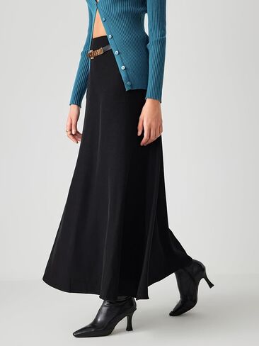CIDER High Waist Solid Pleated Maxi Skirt in Saudi Arabia