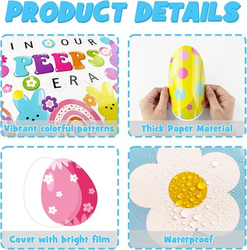 Easter Peeps Bulletin Board Decoration Set, Christian Religious Classroom Decorations Spring Bunny Eggs Rainbow Cutouts April Library Church School Home Nursery Wall Window Door Decor for Teacher in Kuwait