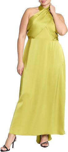 ELOQUII Women's Plus Size Halter Neck Satin Maxi Dress in Saudi Arabia