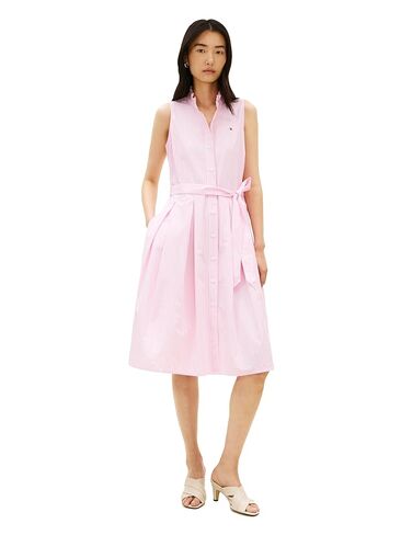 Tommy Hilfiger Women's Poplin Frill Sleeveless Shirt Dress in Saudi Arabia