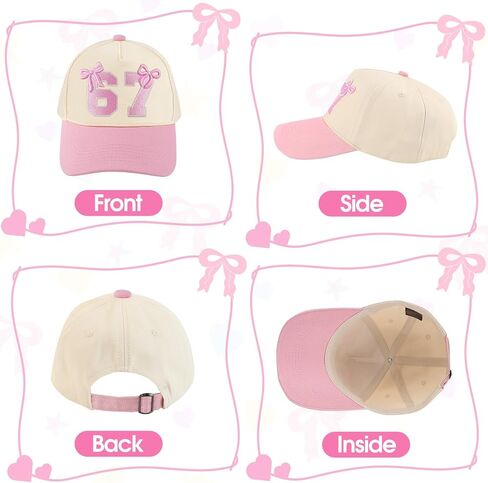 6 7 قبعة الوردي الفتيات قبعة بيسبول القطن المطرزة ستة سبعة قبعات لطيف قبعات سائقي الشاحنات النساء هدية عيد ميلاد in Kuwait