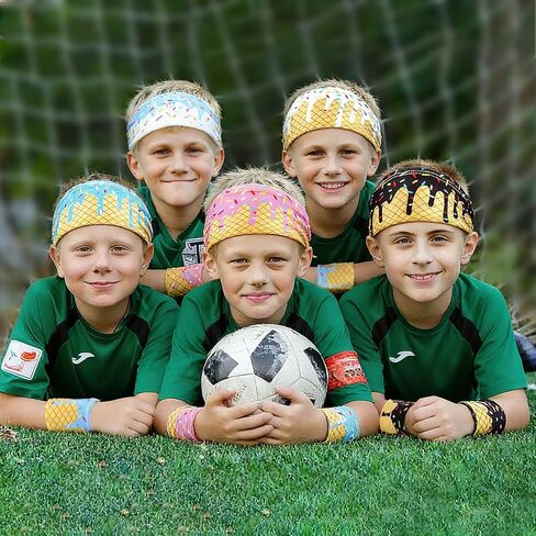 Ice Cream Drip 12Pcs Youth Baseball Accessories Set - 6 Elastic Polyester Headscarves + 6 Non Slip Sports Wristbands with 6 Bags for Teenager Men Women, Basketball Football Gym Party Favors Team Gift in Saudi Arabia
