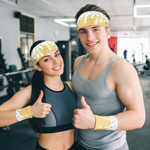 Ice Cream Drip 12Pcs Youth Baseball Accessories Set - 6 Elastic Polyester Headscarves + 6 Non Slip Sports Wristbands with 6 Bags for Teenager Men Women, Basketball Football Gym Party Favors Team Gift in Saudi Arabia