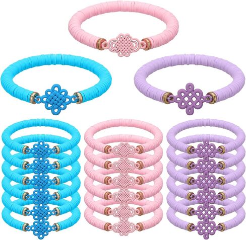 Tondiamo 24 Pcs Kpop Knot Bracelets Party Favors, Music Knot Polymer Clay Beaded Bracelets Bulk for Music Kpop Theme Birthday Disco Party Supplies Gifts Supplies in Saudi Arabia