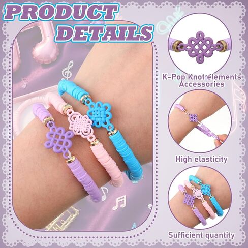 Tondiamo 24 Pcs Kpop Knot Bracelets Party Favors, Music Knot Polymer Clay Beaded Bracelets Bulk for Music Kpop Theme Birthday Disco Party Supplies Gifts Supplies in Saudi Arabia
