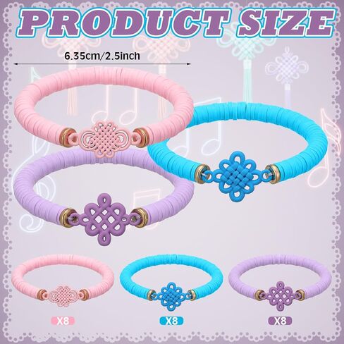Tondiamo 24 Pcs Kpop Knot Bracelets Party Favors, Music Knot Polymer Clay Beaded Bracelets Bulk for Music Kpop Theme Birthday Disco Party Supplies Gifts Supplies in Saudi Arabia