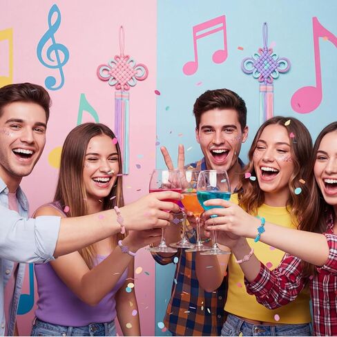 Tondiamo 24 Pcs Kpop Knot Bracelets Party Favors, Music Knot Polymer Clay Beaded Bracelets Bulk for Music Kpop Theme Birthday Disco Party Supplies Gifts Supplies in Saudi Arabia
