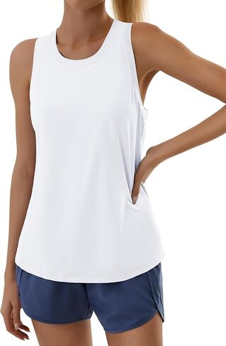 Workout Tank Tops for Women Racerback Athletic Tank Tops Sleeveless Loose Fit Running Gym Shirts in Saudi Arabia