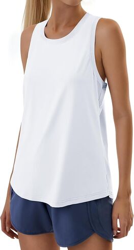 Workout Tank Tops for Women Racerback Athletic Tank Tops Sleeveless Loose Fit Running Gym Shirts in Saudi Arabia