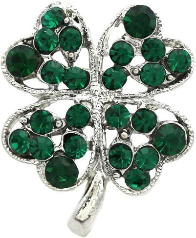 St. Patrick's Day Good Luck Charm Green Four Leaf Shamrock Clover Pin Brooch in Saudi Arabia