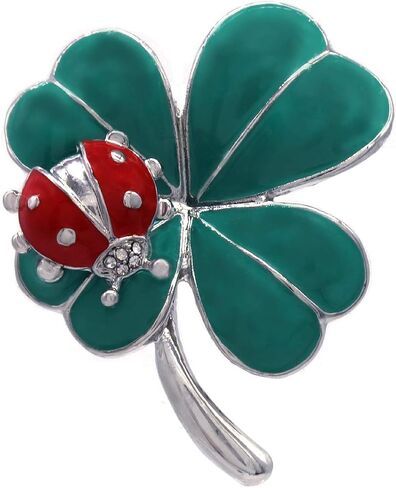 St. Patrick's Day Good Luck Charm Green Four Leaf Shamrock Clover Pin Brooch in Saudi Arabia