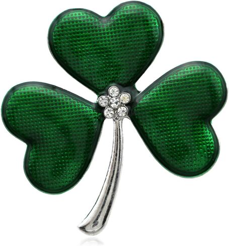 St. Patrick's Day Good Luck Charm Green Four Leaf Shamrock Clover Pin Brooch in Saudi Arabia