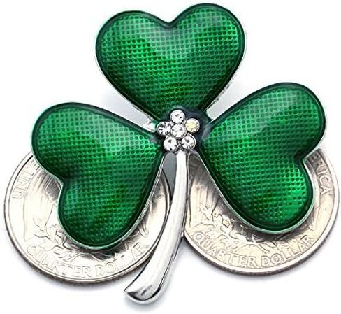 St. Patrick's Day Good Luck Charm Green Four Leaf Shamrock Clover Pin Brooch in Saudi Arabia