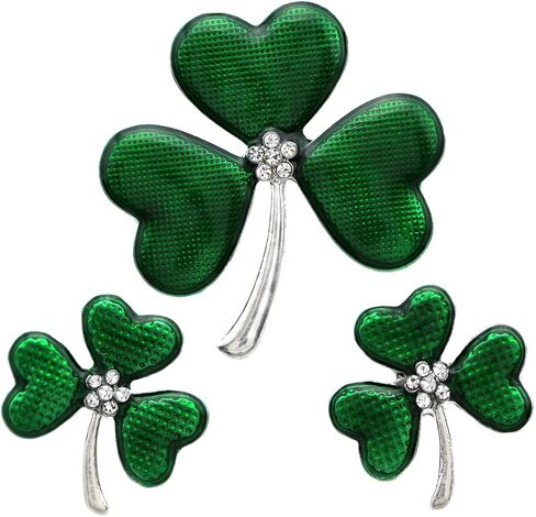 St. Patrick's Day Good Luck Charm Green Four Leaf Shamrock Clover Pin Brooch in Saudi Arabia
