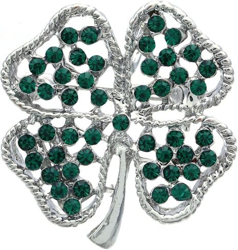 St. Patrick's Day Good Luck Charm Green Four Leaf Shamrock Clover Pin Brooch in Saudi Arabia
