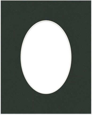 CountryArtHouse Hunter Green Acid Free 8x10 Oval Picture Frame Mat with White Core Bevel Cut for 5x7 Pictures - Fits 8x10 Frame - Pack of 1 Matboard Show Kit with Acid Free Backing & Clear Bag in Saudi Arabia