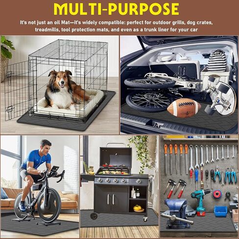 حصيرة انسكاب الزيت للمرآب، سجادة تغيير الزيت TPE شديدة التحمل مقاس 60 بوصة × 37 بوصة مع حافة مرتفعة، وعاء تصريف الزيت قابل لإعادة الاستخدام، مقاوم للماء، مقاوم للزيوت، غير قابل للانزلاق تحت سجادة السيارة، يحمي سطح المرآب من الانسكاب والبقع in Kuwait