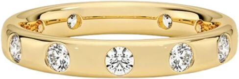 خاتم خطوبة مويسانيتي دائري القطع 10 قيراط 14 قيراط 18 قيراط من الذهب الصلب، 925 فضة استرليني مجموعة فلوش خاتم الذكرى السنوية لفرقة الزفاف هدية للمحاربين القدامى للنساء (E-F VVS1-VVS2) in Kuwait