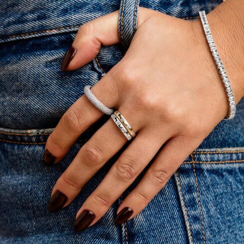 خاتم خطوبة مويسانيتي دائري القطع 10 قيراط 14 قيراط 18 قيراط من الذهب الصلب، 925 فضة استرليني مجموعة فلوش خاتم الذكرى السنوية لفرقة الزفاف هدية للمحاربين القدامى للنساء (E-F VVS1-VVS2) in Kuwait