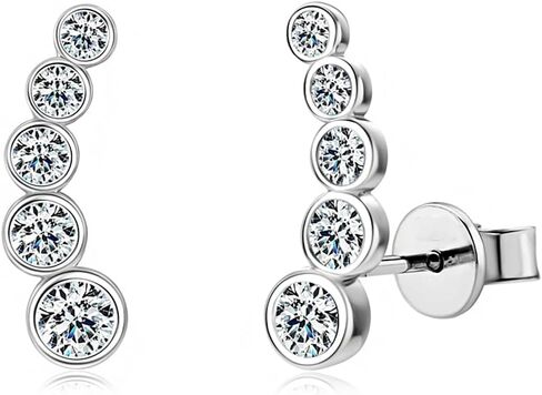 14K Gold Curve VVS1 D-color Round Cut Diamond Stud Earrings, Ideal Gift for Wife in Saudi Arabia