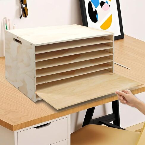 منظم ورق البناء 20 × 13، منظم أدب خشبي كبير الحجم، ملف مكتب 7 طبقات مع أرفف قابلة للتعديل، مكعب تخزين ورق القصاصات قابل للتكديس للفصول الدراسية والمكاتب المنزلية in Kuwait