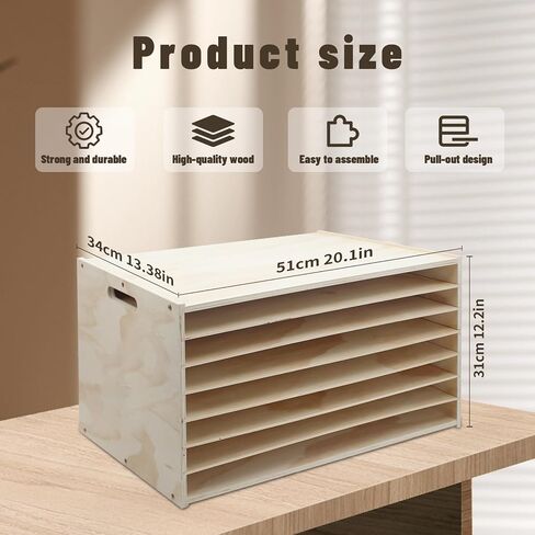 منظم ورق البناء 20 × 13، منظم أدب خشبي كبير الحجم، ملف مكتب 7 طبقات مع أرفف قابلة للتعديل، مكعب تخزين ورق القصاصات قابل للتكديس للفصول الدراسية والمكاتب المنزلية in Kuwait