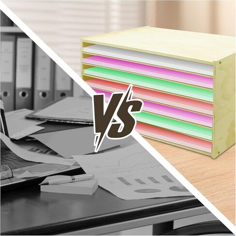 منظم ورق البناء 20 × 13، منظم أدب خشبي كبير الحجم، ملف مكتب 7 طبقات مع أرفف قابلة للتعديل، مكعب تخزين ورق القصاصات قابل للتكديس للفصول الدراسية والمكاتب المنزلية in Kuwait