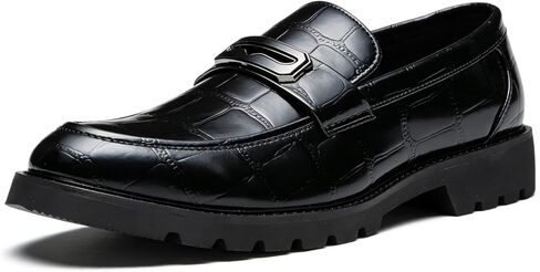 أحذية رجالية من Penny Loafers، أحذية رجالية من جلد التمساح المنقوش أحذية بدون كعب من الجلد اللامع للرجال سهلة الارتداء للعمل غير الرسمي in Kuwait