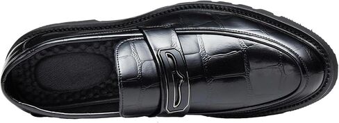 أحذية رجالية من Penny Loafers، أحذية رجالية من جلد التمساح المنقوش أحذية بدون كعب من الجلد اللامع للرجال سهلة الارتداء للعمل غير الرسمي in Kuwait