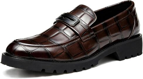 Men's Penny Loafers Dress Shoes,Men's Crocodile Embossed Leather Loafers Patent Leather Shoes Men Slip-on for Casual Business in Saudi Arabia