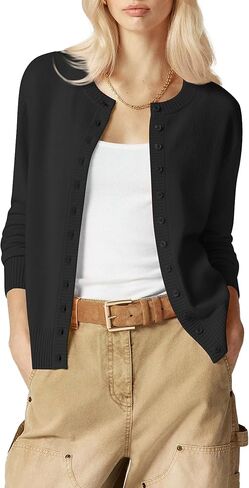 AGSEEM سترات نسائية ربيعية بأكمام طويلة وفتحة رقبة دائرية وأزرار سفلية مفتوحة من الأمام عصرية 2026 in Kuwait