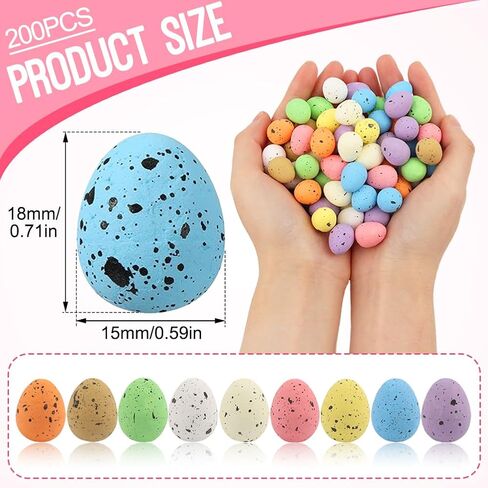 200Pcs Mini Easter Foam Eggs, Mini Eggs Pastel Easter Foam Speckled Egg Bird Egg for Basket Fillers Spring Party Favors Home Centerpiece Decor in Kuwait