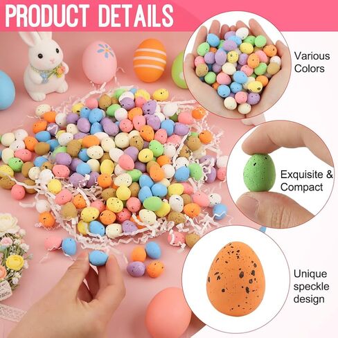 200Pcs Mini Easter Foam Eggs, Mini Eggs Pastel Easter Foam Speckled Egg Bird Egg for Basket Fillers Spring Party Favors Home Centerpiece Decor in Kuwait
