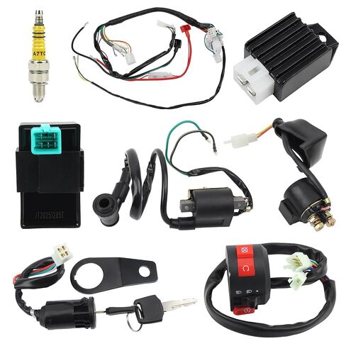 PowerMotor كامل الأسلاك تسخير لفائف منظم CDI الملف اللولبي التتابع شرارة التوصيل استبدال ل 50cc 70cc 90cc 110cc 125cc الترابية حفرة الدراجة GY6 4-السكتة الدماغية محرك ATV رباعية in Saudi Arabia