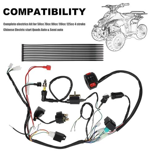 PowerMotor كامل الأسلاك تسخير لفائف منظم CDI الملف اللولبي التتابع شرارة التوصيل استبدال ل 50cc 70cc 90cc 110cc 125cc الترابية حفرة الدراجة GY6 4-السكتة الدماغية محرك ATV رباعية in Saudi Arabia