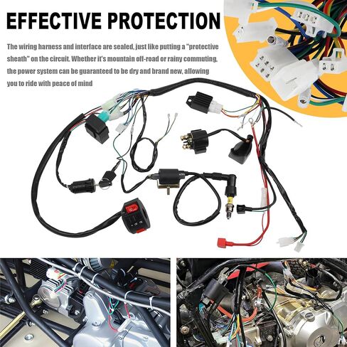 PowerMotor كامل الأسلاك تسخير لفائف منظم CDI الملف اللولبي التتابع شرارة التوصيل استبدال ل 50cc 70cc 90cc 110cc 125cc الترابية حفرة الدراجة GY6 4-السكتة الدماغية محرك ATV رباعية in Saudi Arabia