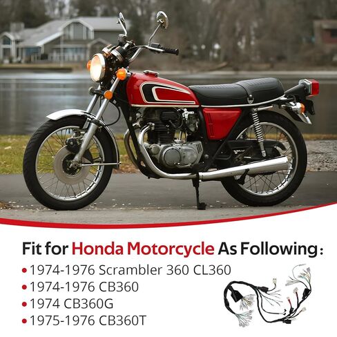 JAVIK مجموعة الأسلاك الرئيسية لهوندا CB360T CB360G CB360 جهاز تشويش إذاعي 360 CL360 1974-1976 O.E.M #32100-387-000 32100-369-000 in Saudi Arabia