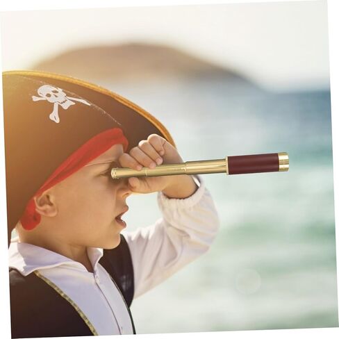 Pirate Retro Telescope Monocular for Adults Vintage Design Leather Case 25x30 Magnification for Outdoor Exploration and Gifting Coffee Color in Saudi Arabia