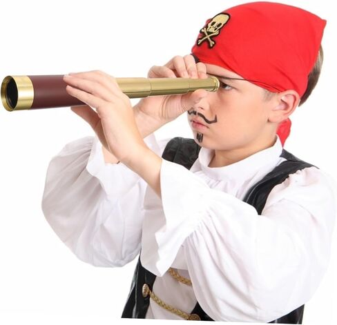 Pirate Retro Telescope Monocular for Adults Vintage Design Leather Case 25x30 Magnification for Outdoor Exploration and Gifting Coffee Color in Saudi Arabia