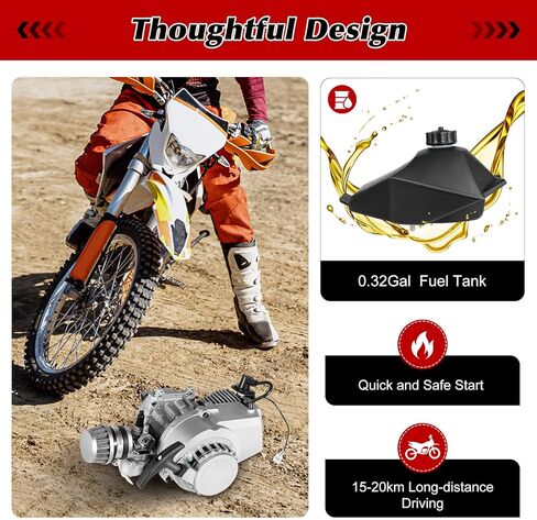 49CC 2-Stroke Engine Motor Kit, Single Cylinder Air-Cooling Pull Rope Start Motor, Small Engine with Electronic Ignition System for Mini Dirt Bike Pocket ATV Scooter in Saudi Arabia