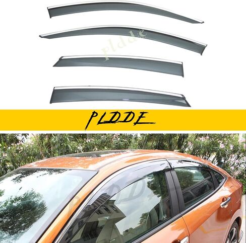 4pcs Smoke Tint with Chrome Trim Outside Mount Tape On/Clip On Style PVC Sun Rain Guard Window Visors Compatible with 2014-2020 Nissan X-Trail/Rogue in Saudi Arabia
