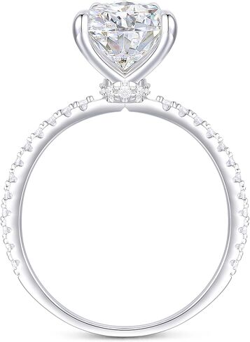 14K الذهب الأبيض الكمثرى خاتم الخطوبة 3 قيراط الكمثرى قطع مويسانيتي خواتم الخطبة 5 الشق المخفية هالة مويسانيتي خواتم للنساء in Kuwait