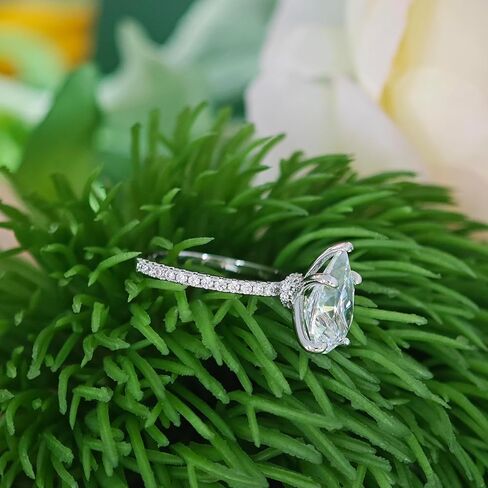 14K الذهب الأبيض الكمثرى خاتم الخطوبة 3 قيراط الكمثرى قطع مويسانيتي خواتم الخطبة 5 الشق المخفية هالة مويسانيتي خواتم للنساء in Kuwait