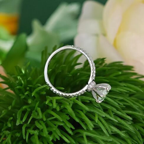 14K الذهب الأبيض الكمثرى خاتم الخطوبة 3 قيراط الكمثرى قطع مويسانيتي خواتم الخطبة 5 الشق المخفية هالة مويسانيتي خواتم للنساء in Kuwait