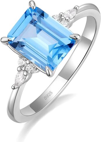 SHINYSO 3CT 925 خواتم خطوبة من الفضة الاسترليني للنساء قطع الزمرد مكونة من سوليتير الزبرجد الأزرق تشيكوسلوفاكيا خاتم الزفاف مقاس 5-10 in Saudi Arabia