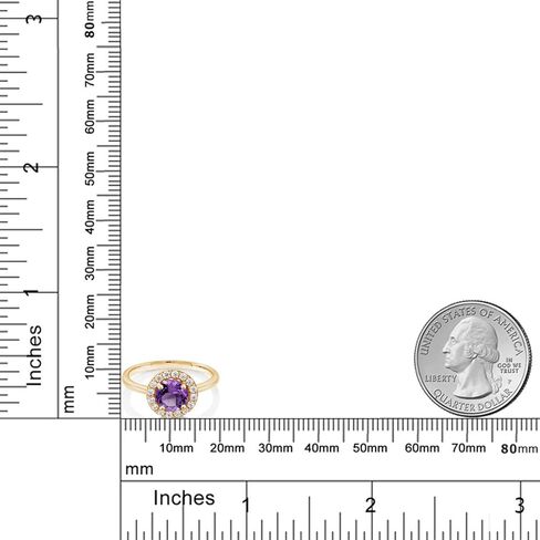 Gem Stone King 18K Yellow Gold Plated Silver Engagement Ring Amethyst and Moissanite (1.44 Cttw) in Saudi Arabia