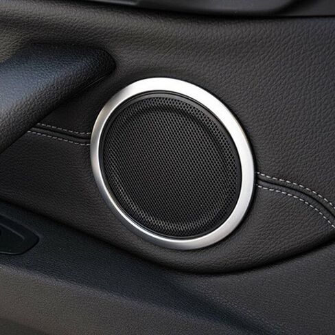 YAEGER 4 قطعة الفضة المقاوم للصدأ الباب الأمامي والخلفي المتكلم حلقات للغطاء الكسوة لسيارات BMW X1 f48 2016 2017 2018 أجزاء in Kuwait