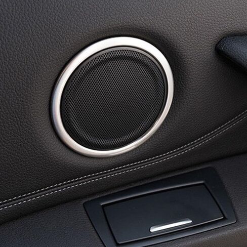YAEGER 4 قطعة الفضة المقاوم للصدأ الباب الأمامي والخلفي المتكلم حلقات للغطاء الكسوة لسيارات BMW X1 f48 2016 2017 2018 أجزاء in Kuwait