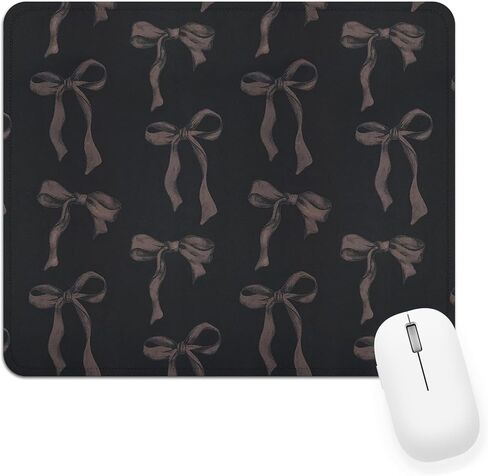Pink Square Mouse Pad with Stitched Edge, Pink Bow Girly Computer Mouse Pad Non-Slip Rubber Base, 9.4x7.8 inch Cute Decor Mouse Pads for Laptop School Office Supplies Desk Accessories for Girls Women in Saudi Arabia